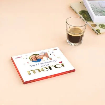 Merci | Beterschap met eigen foto en naam | 250g