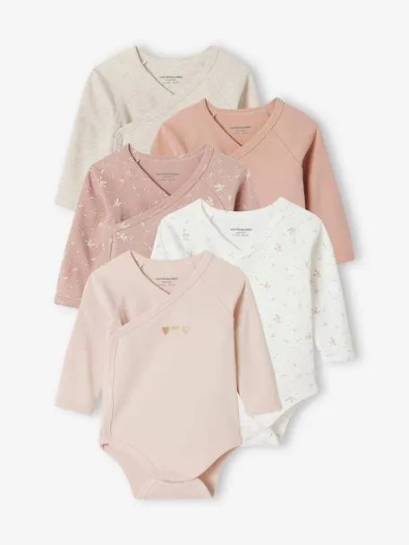 Lot 5 bodies "coeur" manches longues ouverture naissance...