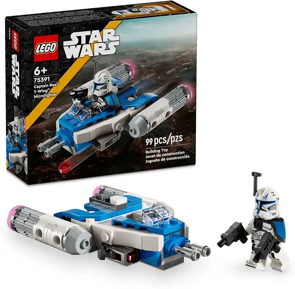 Star Wars: The Clone Wars Captain Rex Y-Wing Microfighter Building Set, Collectible Star Wars Y-Wing Toy for Kids with Captain Rex Minifigure, Star Wars Gift for Boys & Girls Ages 6 and Up, 75391