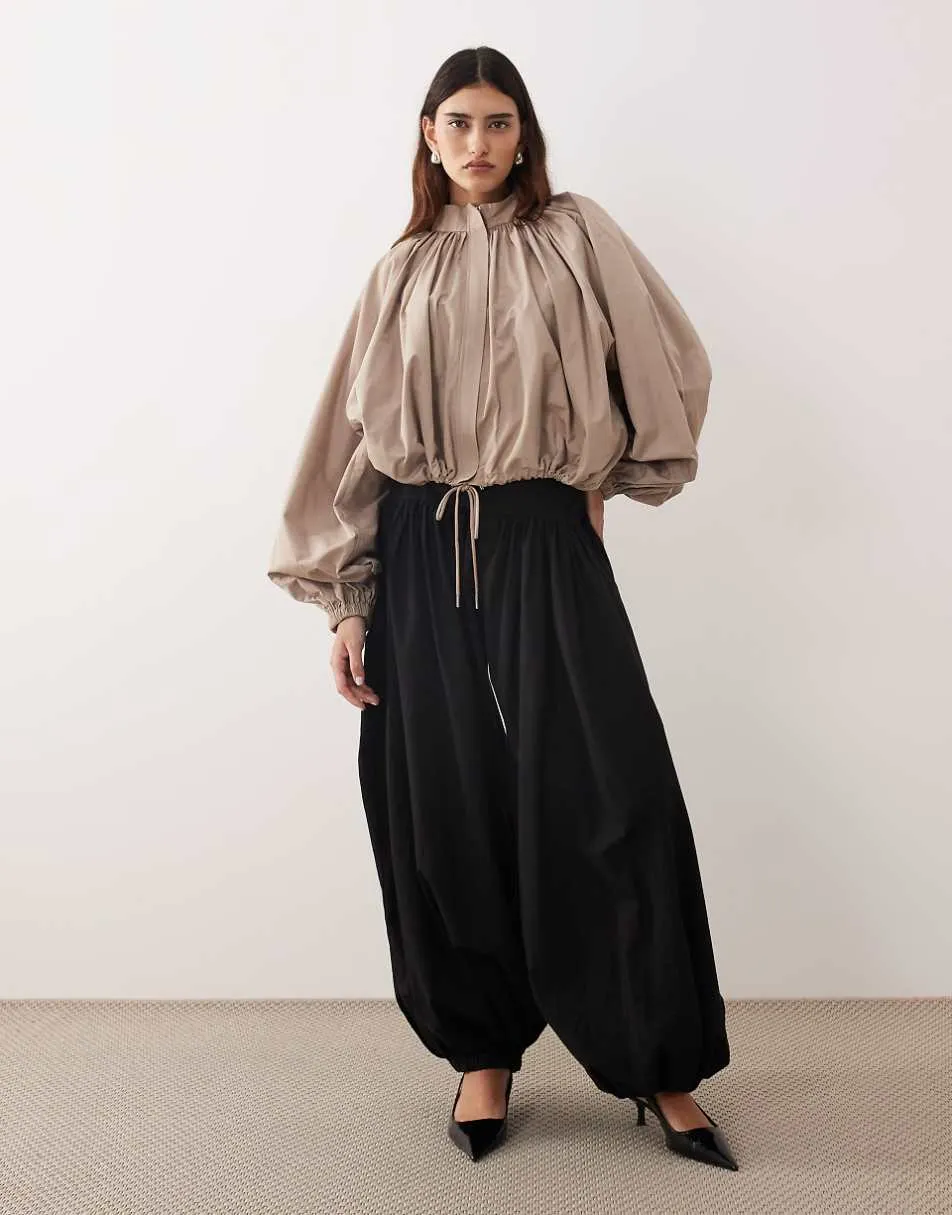 ARRANGE oversized bomber jacket with balloon sleeve in stone