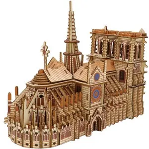 Rompecabezas de madera en 3D de la Catedral de Notre-Dame, maqueta arquitectónica, decoración para hacer tú mismo y regalo para los amantes de la ar