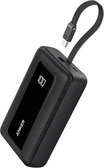 Anker Zolo Power Bank (2025 Upgraded Version), 20,000mAh 30W High-Speed Portable Charger with Built-in USB-C Cable, Battery Pack for iPhone 17/16 / 15 Series, Galaxy, and More