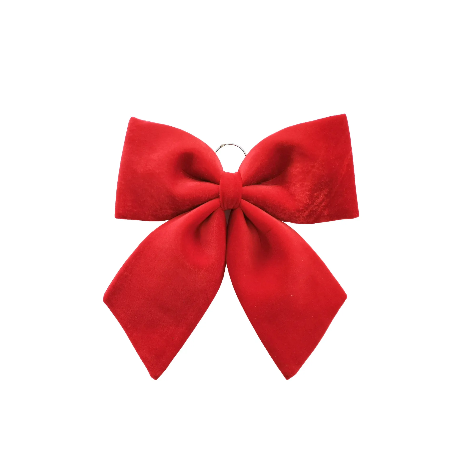 Fiocco Natalizio Decorativo Rosso in Tessuto Effetto Velluto h46,5x44 cm