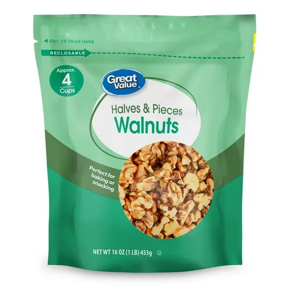 Great Value Walnuts Halves & Pieces, 16 oz