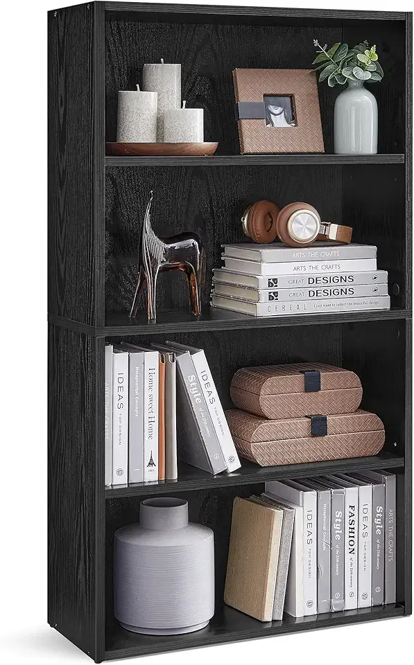 Custos Collection - Bookshelf, 4-Tier Bookcase, Book Shelf, Open Storage Shelf, 9.4 x 23.6 x 42.4 Inches, for Living Room, Home Office, Dinning Room, Ebony Black ULBC164T56