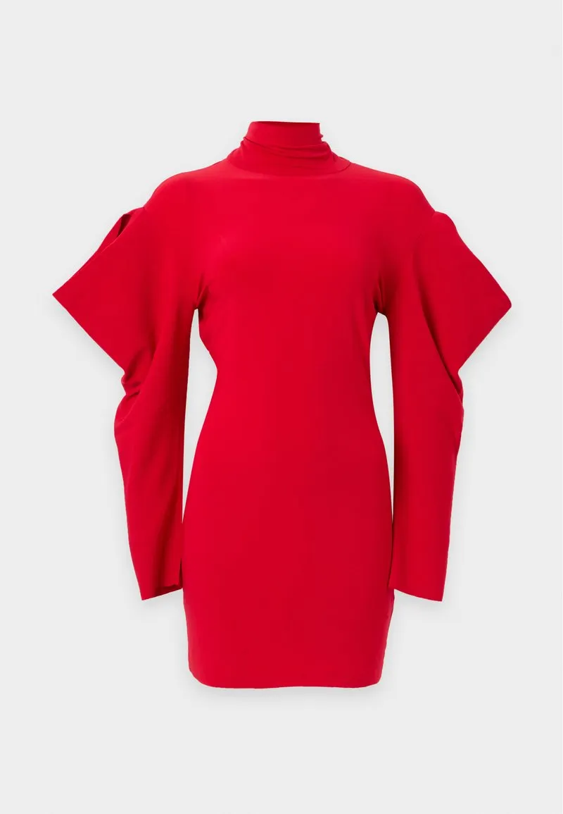 WING SLEEVE OPEN BACK BOW NECK MINI - Kjole - tiger red