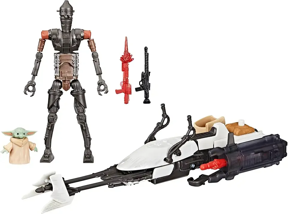 STAR WARS Epic World of Action IG-11 & Grogu Speeder Bike, 4-Inch Scale Action Figures & Vehicle, Toys for Boys & Girls Ages 4+
