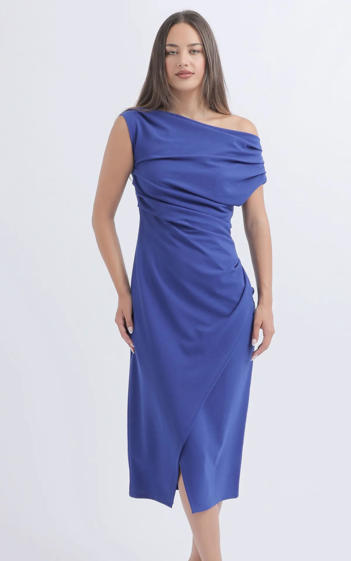 Scuba Asymmetric Shoulder Dress