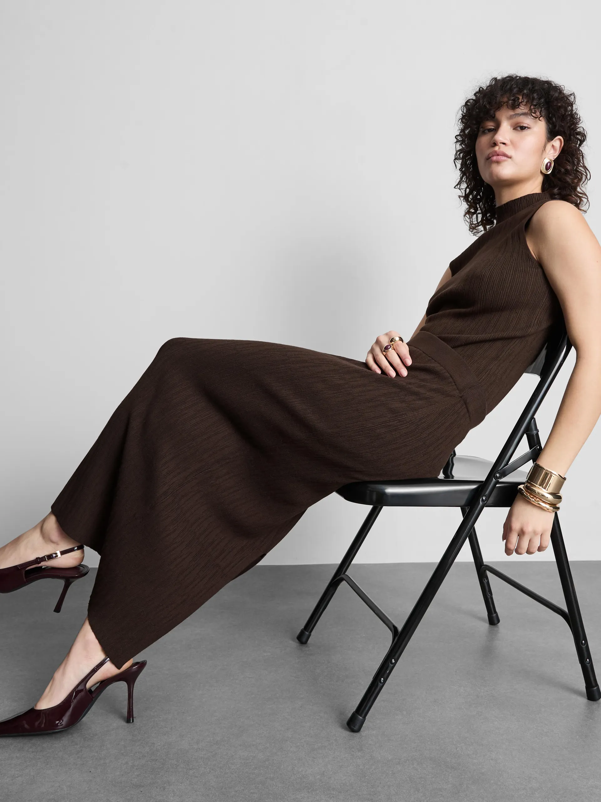 Jupe longue texturée à ourlet fendu