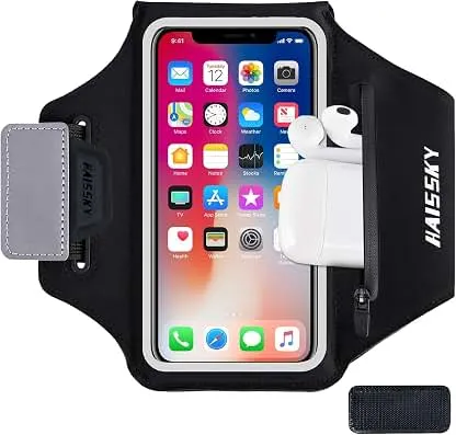 HAISSKY Running Armband with Earphone Pouch, Elastic…