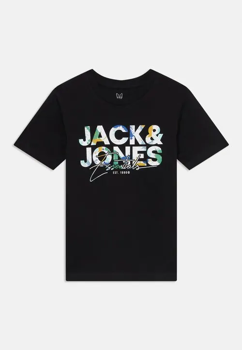 JJGEPLAS TEE SS CREW NECK JNR - T-shirts med print - black