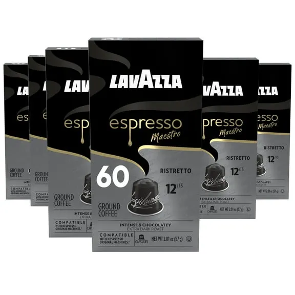 Lavazza Espresso Maestro Ristretto Aluminum Capsules Compatible with Nespresso* Original Machines, Dark Espresso Roast, Arabica and Robusta Blend (60 Capsules) $39.97 Was $44.99 $3.31/oz