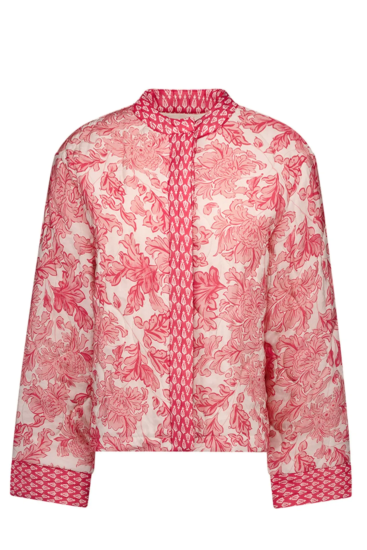 Roze kimono jasje met botanische print