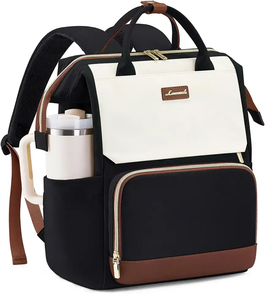 Laptop Backpack for Women with Giant Tumbler Holder Pocket for Travel Work Nurse Teacher