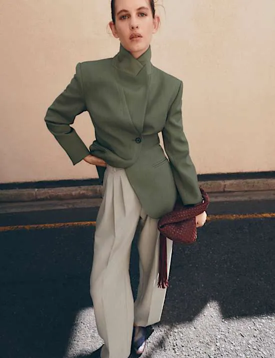 Waisted Asymmetric Longline Blazer