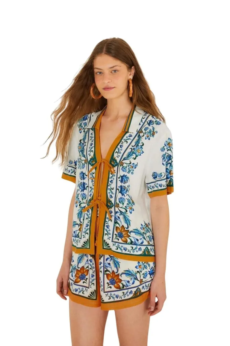 Flora Tile Blouse - Hvit