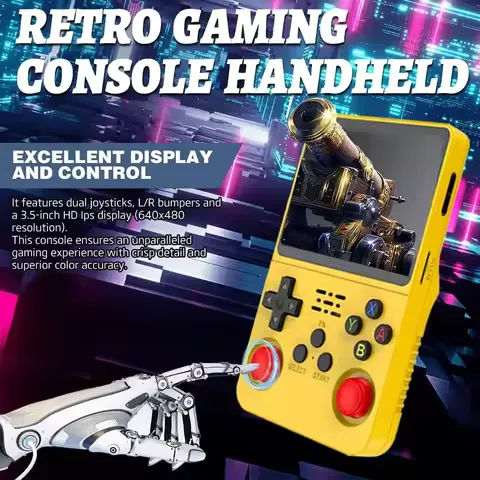 R36S Classic Retro Game Console with ARKOS System Video Games Single Card Portable Hand-held Gaming Console Kids Gift 3.5 Inch