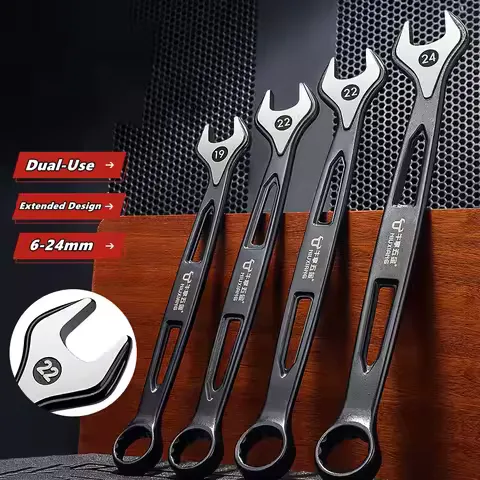 Dual-Use Plums Blossoms Open End Ratchets Wrenches 6mm-24mm Combination Spanners Nut Cutter Combined Motor Repair Hand Tool