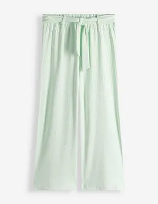 Pantaloni culotte - Cintura da annodare - verde chiaro