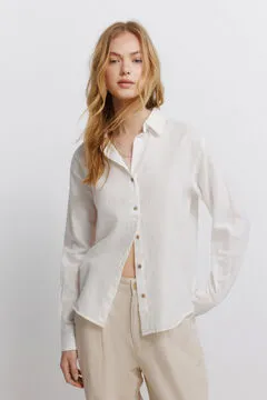 Camisa lino semi abierta