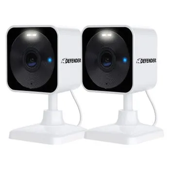 Defender GO 2K AI Powered Plug-in Indoor/Outdoor Wi-Fi Security Cameras, 2 pack