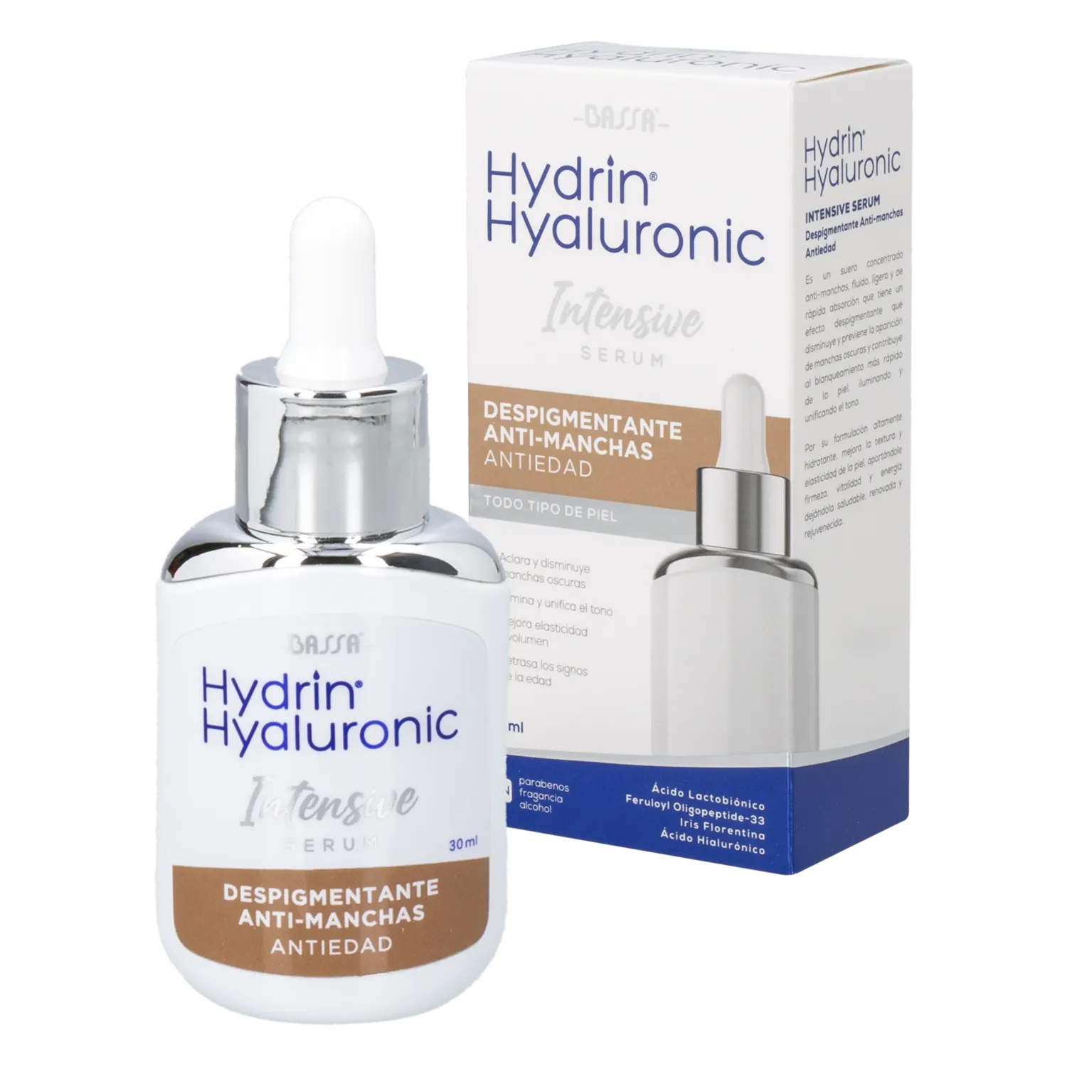 Serum Facial Intensivo Despigmentante Anti-Manchas Antiedad Hydrin Hyaluronic BASSA 30 Ml