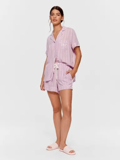 Lavender Textured Viscose Relaxed Mid Short