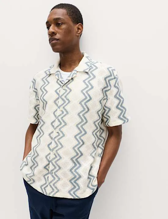 Relaxed Fit Cotton Blend Short Sleeve Shirt