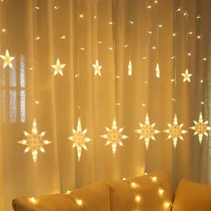 Luces de modelado LED Polaris, decoración festiva, estrellas, iluminación navideña para ventanas, 2,5 metros (blanco cálido)