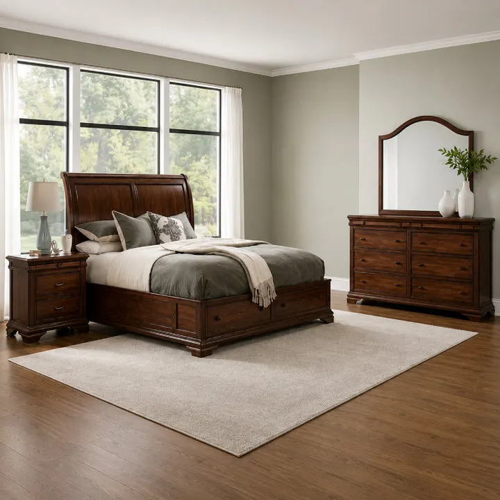 Toledo Queen Size (4-Piece) Bedroom Set by Elements - Brown