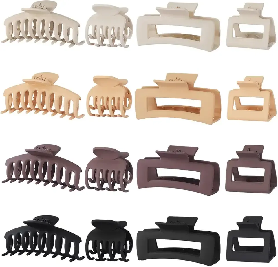 NEW LIVE Hair Clip 16 Count for Women - Hair Claws for Thin Thick Curly Hair - Large and Small Matte Banana Clips - Strong Hold Nonslip Hair Claws - Various Sizes and Styles