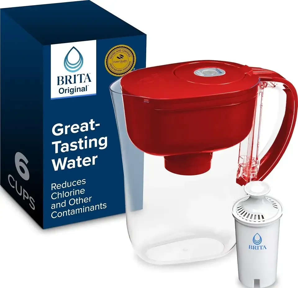 Brita Metro Water Filter Pitcher with SmartLight Change Indicator, BPA-Free, Replaces 1,800 Plastic Water Bottles a Year, Lasts Two Months, Includes 1 Filter, Small - 6-Cup Capacity, Fiery Red