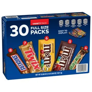 M&M's, Snickers and More Chocolate Candy Bars, Variety Pack, 30-count