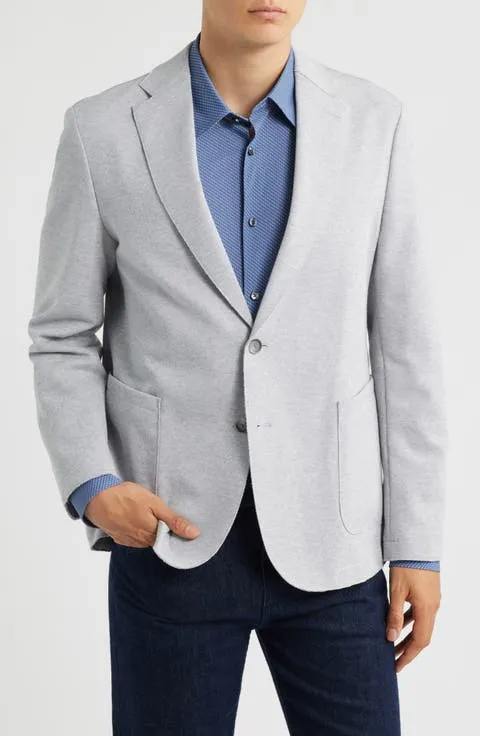 Hanry Slim Fit Heathered Grey Knit Cotton Blend Sport Coat