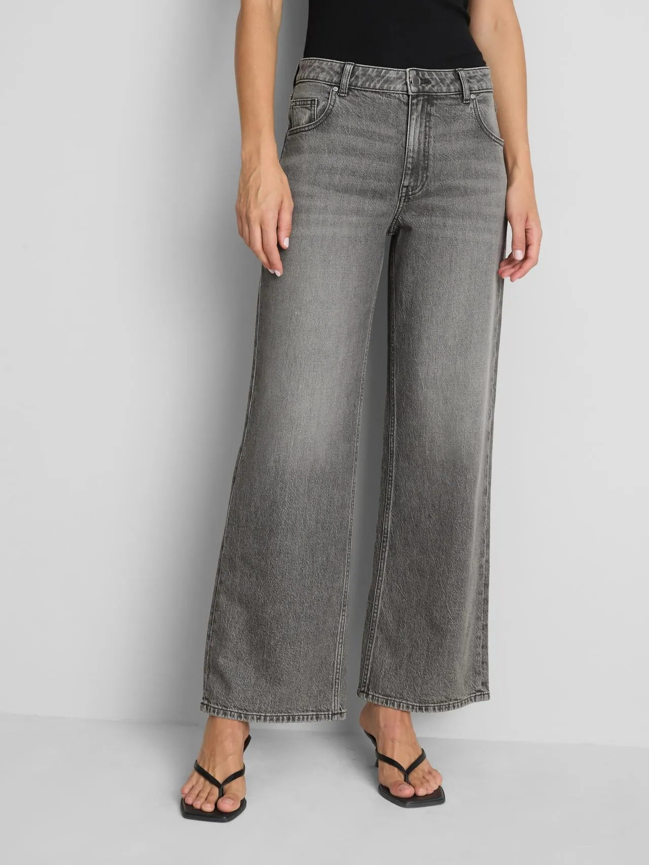 Jean large taille mi-haute en coton majoritaire