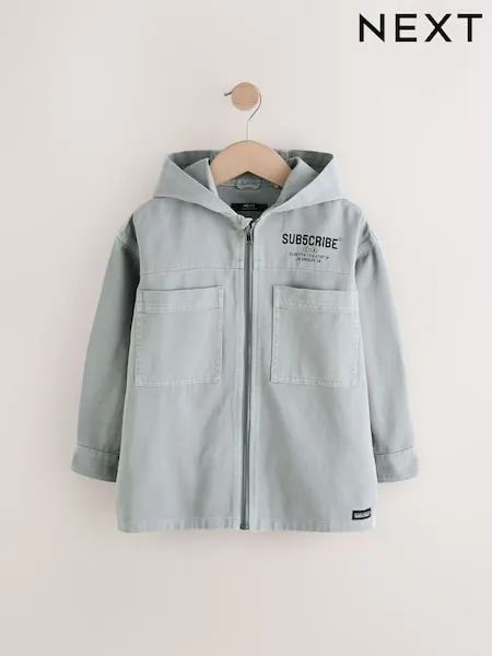 Denim Lightwash Overshirt 100% Cotton Zip Through Hoodie (3-16yrs)