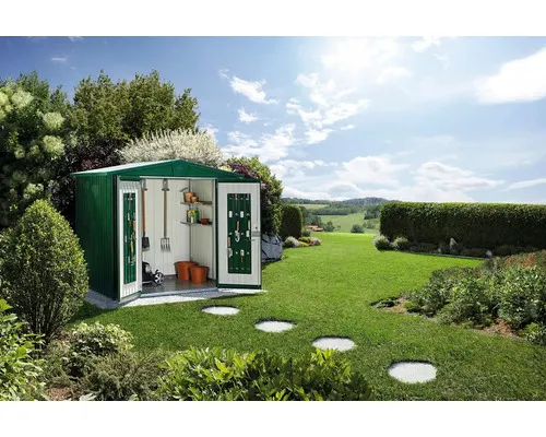 Plechový zahradní domek Biohort Europa 7 vel. 296 x 296 cm zelený