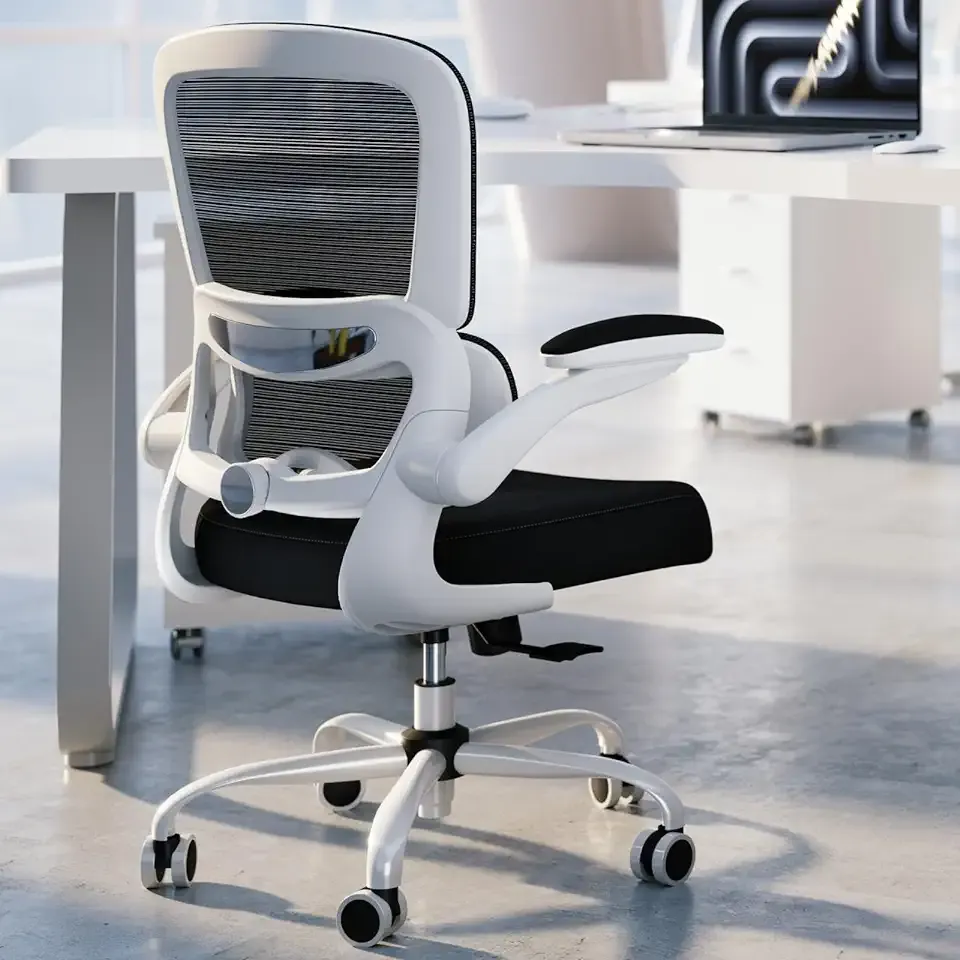 TRALT Office Chair - Ergonomic Desk Chair with Adjustable Lumbar Support, Mesh Computer Chair, Executive Chairs for Home Office Comfortable Lumbar Support (White+Black)