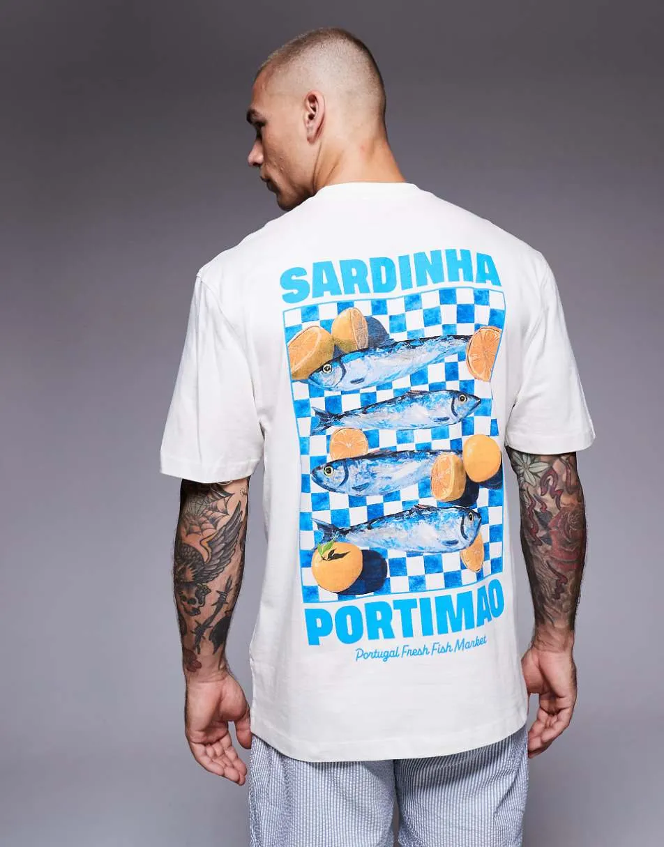 River Island regular fit sardine t-shirt in ecru