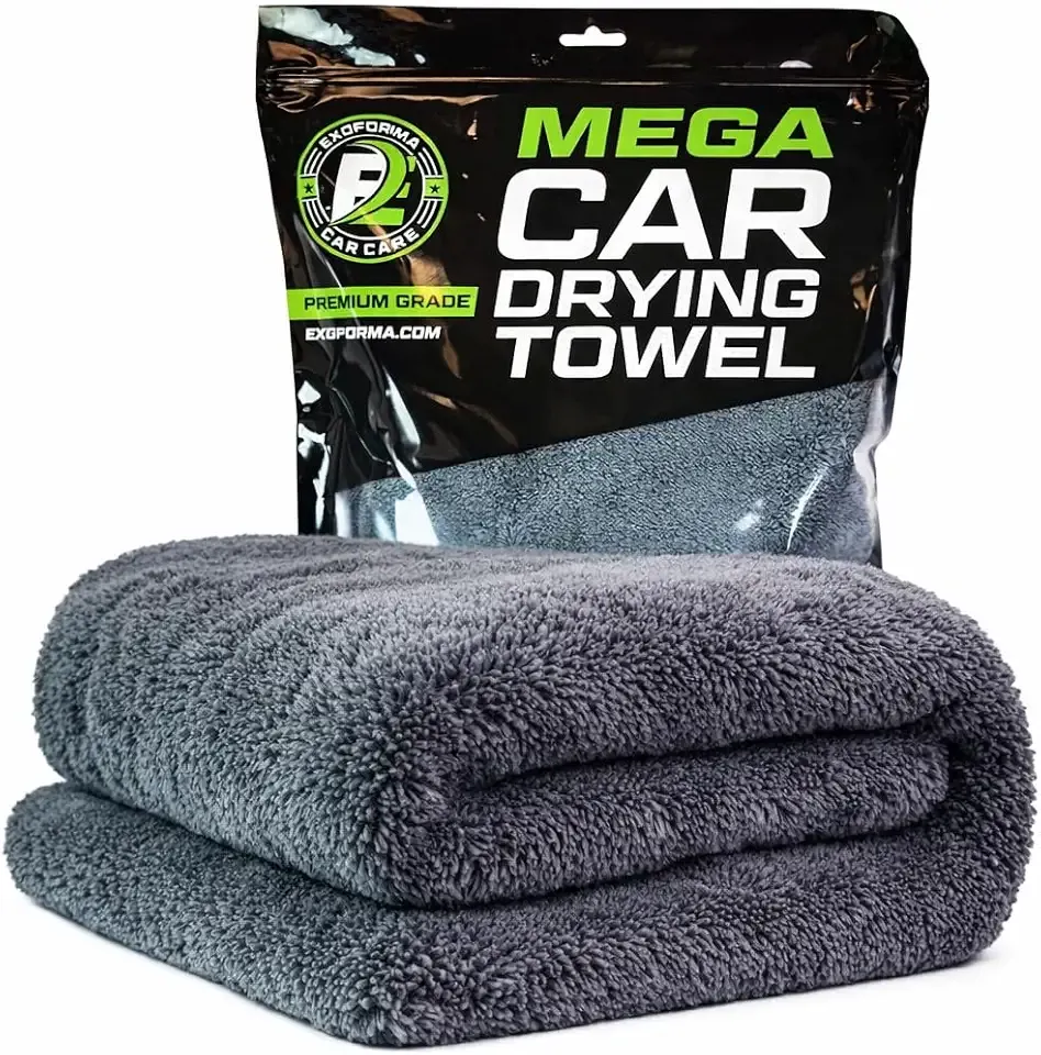 ExoForma Mega Car Drying Towel - Holds Up to 9 lbs, No Streaks, Scratches, or Water Spots | 1200 GSM Microfiber Double Twist Pile & Edgeless Design, 1 Quick & Effortless Dry - 24” x 36”