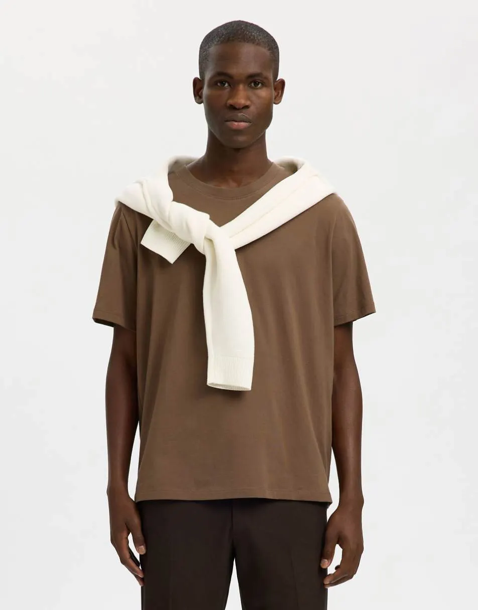 Selected T-shirt in toffee