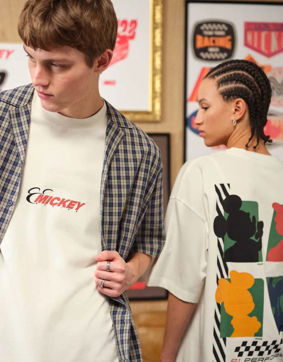 ASOS DESIGN Disney oversized t-shirt with Mickey print in Stone