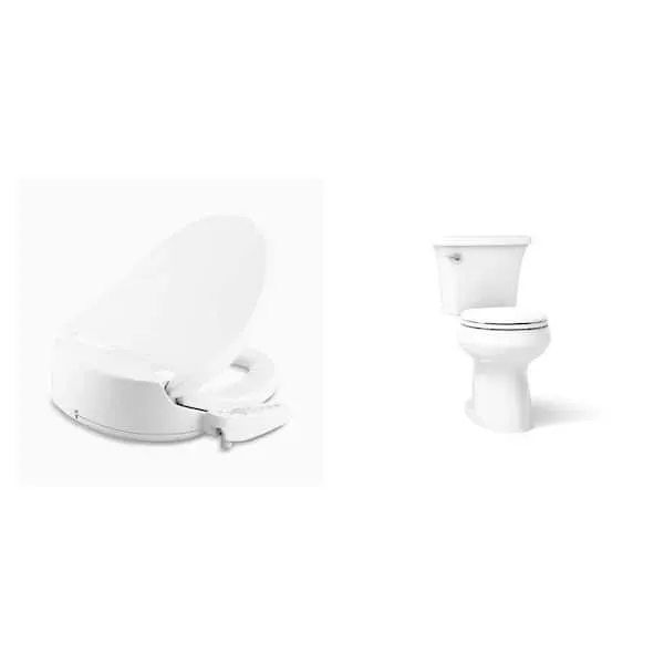 KOHLER Purewash E580 Round Electric Bidet Seat and Highline Arc 12 in. Toilet with Soft Close Seat Combo
