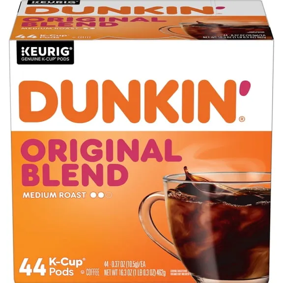 Dunkin Original Blend Medium Roast Coffee, Keurig K Cup Pods, 44 Count Box $31.86 $1.96/oz
