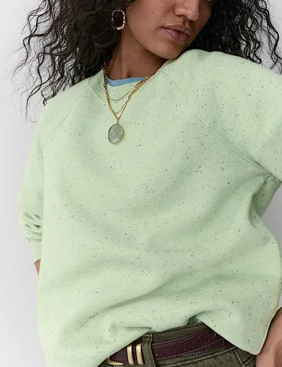 Cotton Rich Fleck Crew Neck Sweatshirt