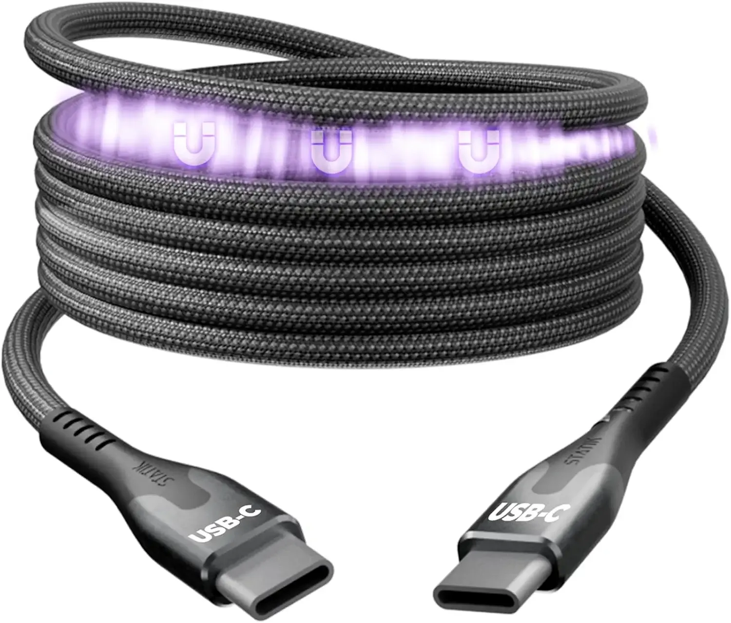 Statik MagStack Pro USB C to USB C Cable, Magnetic Type C Charger Fast Charging Cord, On The Go Magnetic Charging Cable for Car, Compatible with 16 Pro Max, 15, Galaxy S21 S20 Ultra, 100W 3FT/1M