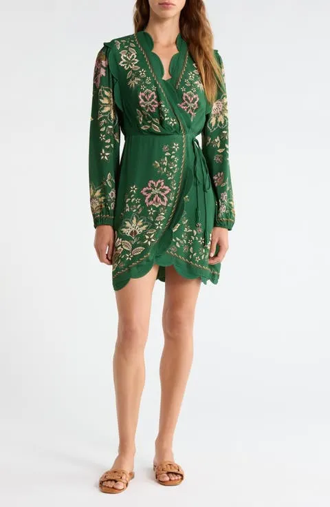 Garden Delight Long Sleeve Wrap Dress