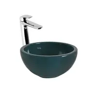 Bacha de apoyo para baño redonda porcelana verde pétalo