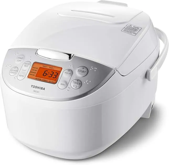 Toshiba Rice Cooker 6 Cup Uncooked – Japanese Rice Cooker with Fuzzy Logic Technology, 7 Cooking Functions, Digital Display, 2 Delay Timers and Auto Keep…