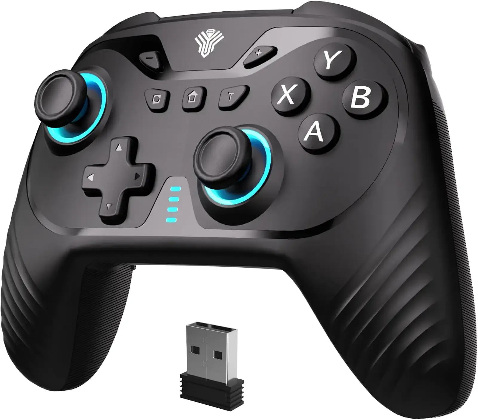 YUYIU Gaming Wireless Controller for PC, Switch, Steam Deck, Android, iOS | Hall Effect Joysticks&Triggers/RGB Lighting/1000Hz Polling/Adjustable Turbo/2 Back Buttons/Vibration/1000mah Battery (Black)